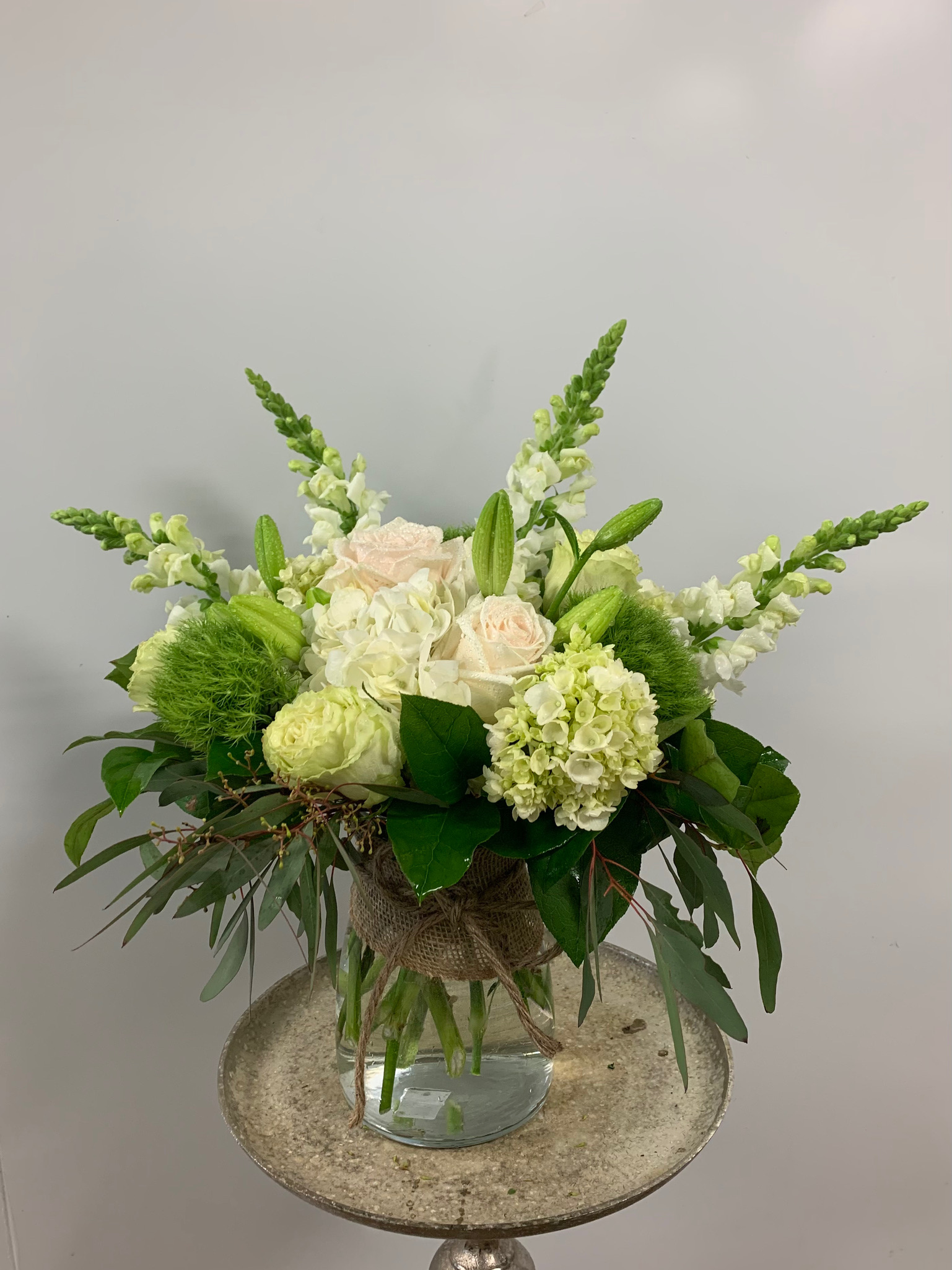 Classic White and Green Arrangement in Vase